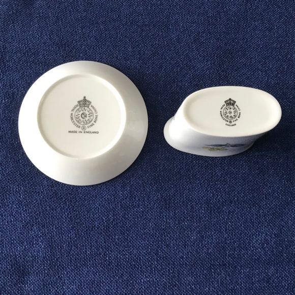 Vintage Royal Worcester Woodland Toothpick Tea bag Coaster Trinket Dish Set NIB - Picture 3 of 7